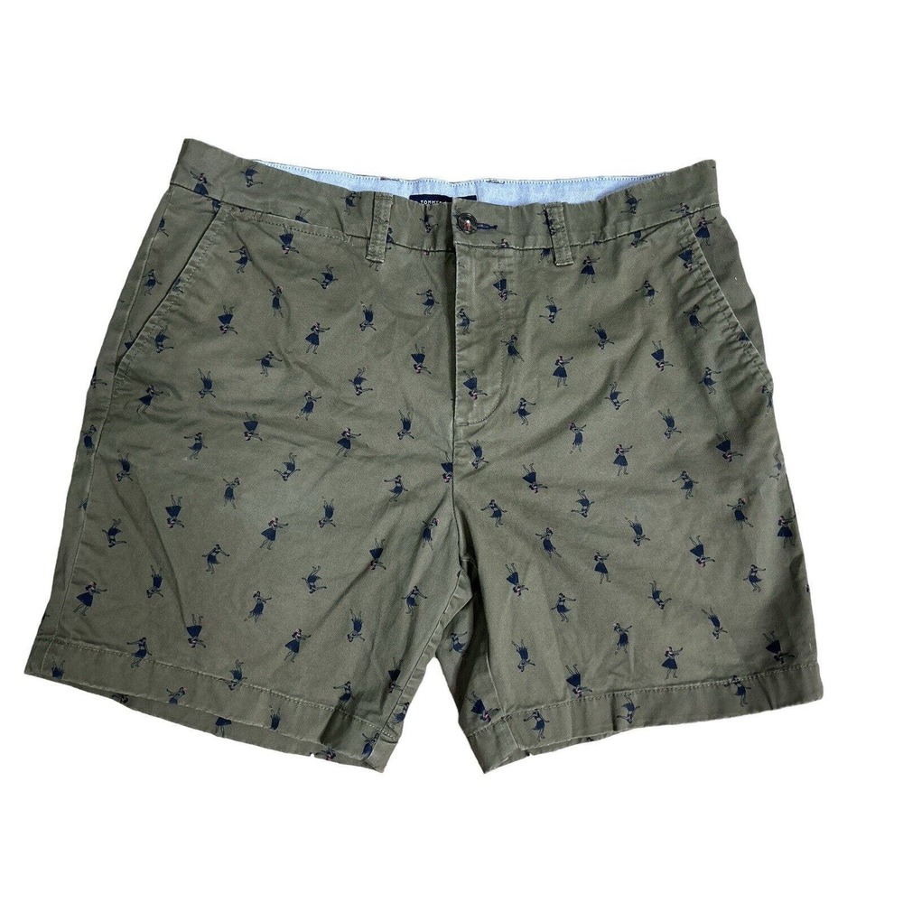 Tommy Hilfiger Hawaiian Hula Dancer Green Khaki Chino Preppy Shorts Size 36